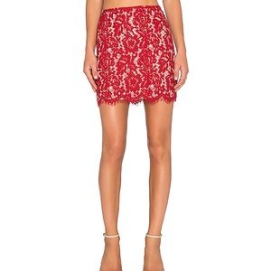 Bradshaw lace pencil skirt in red